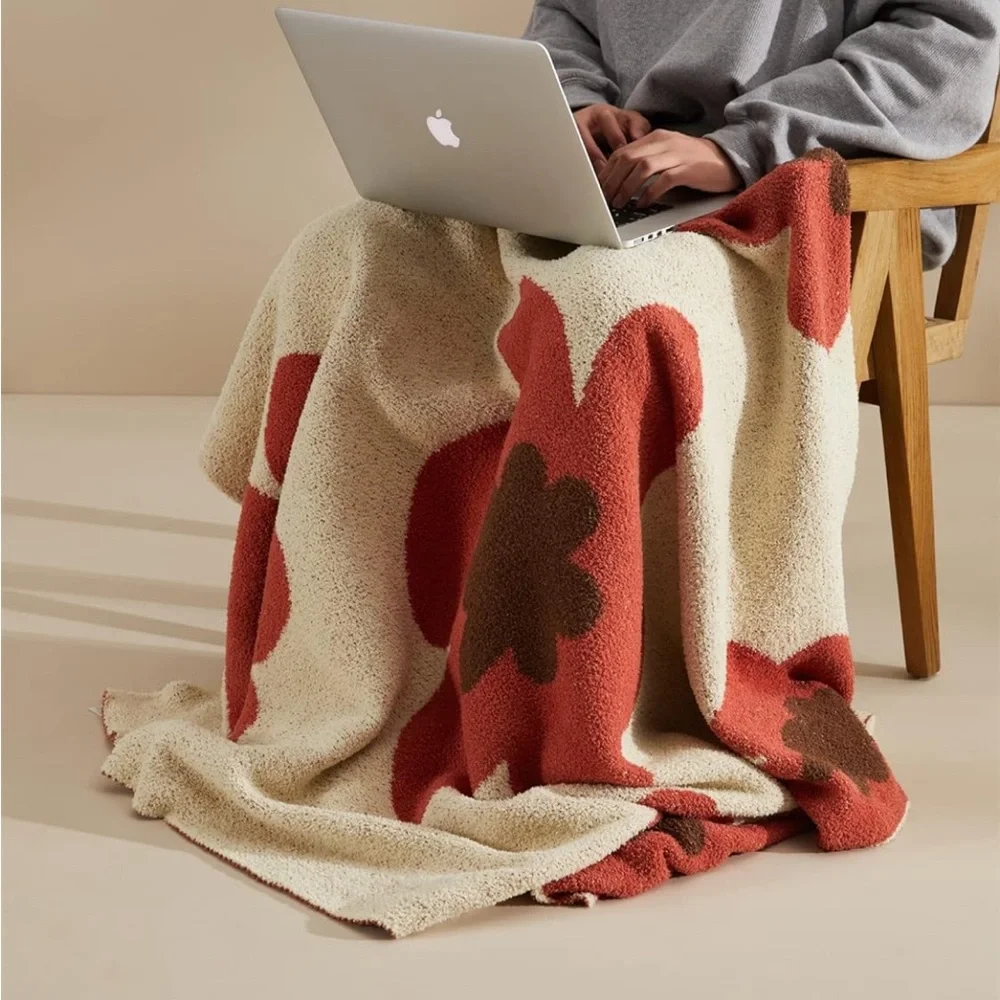 New! Flower Throw Blanket Pattern Soft Fuzzy Warm